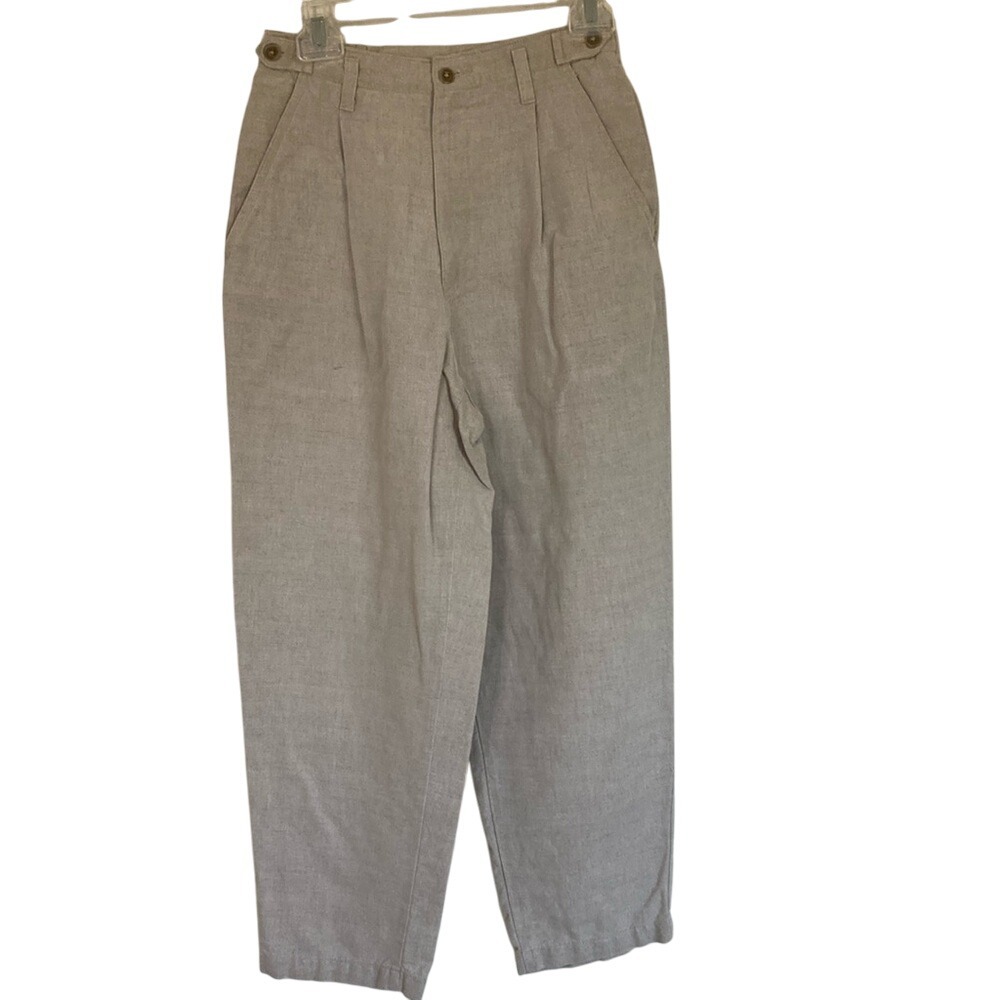 Vintage Savane Womens Barrel Style Linen Cotton High Rise Pant Size 10S Tan